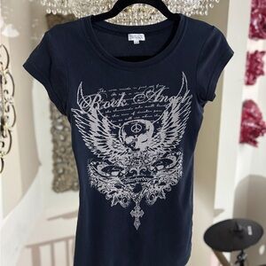 Women's Authentic 90’s Vintage Black Woven Graphic Tee